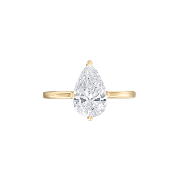 Moyer Collection 14K Yellow Gold Pear Shape Diamond Solitaire Complete Engagement Ring - 020615