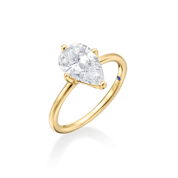 Moyer Collection 14K Yellow Gold Pear Shape Diamond Solitaire Complete Engagement Ring - 020615