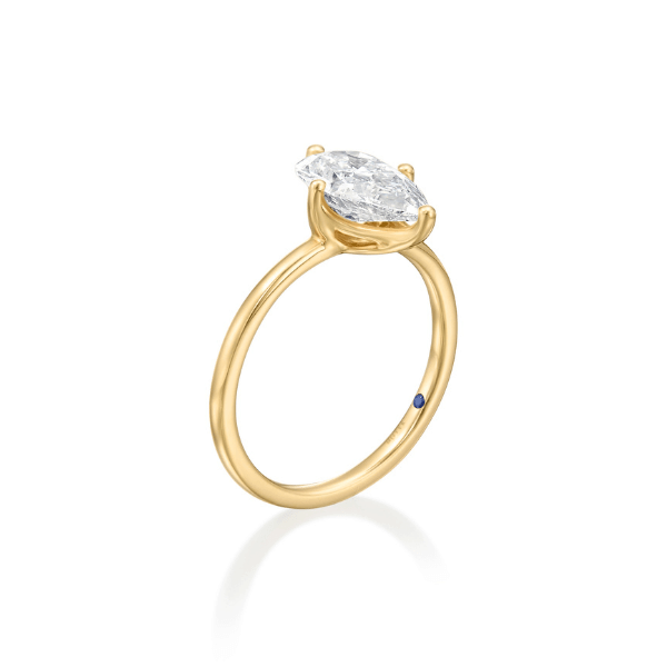 Moyer Collection 14K Yellow Gold Pear Shape Diamond Solitaire Complete Engagement Ring - 020615