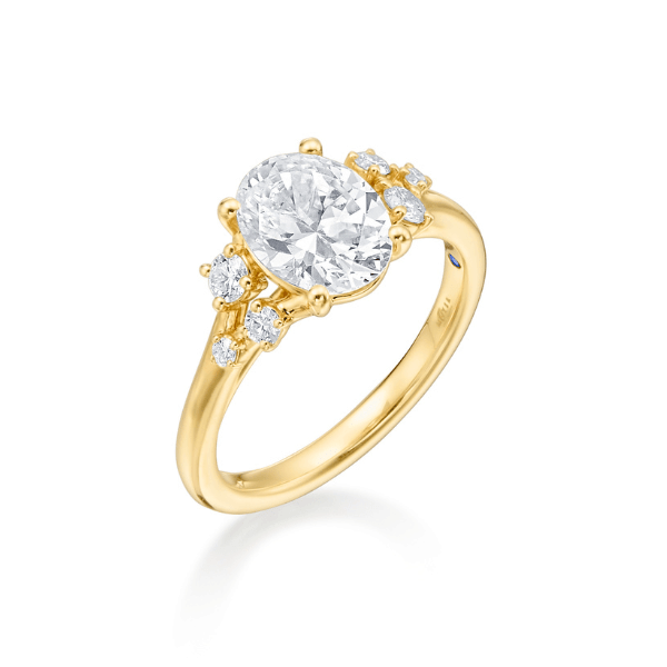 Moyer Collection 18K Yellow Gold Oval Shape Diamond Trio Engagement Ring - 405434