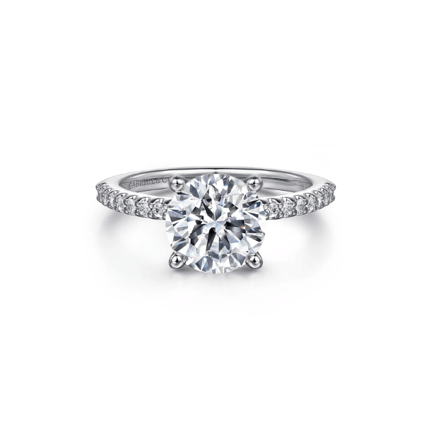 Gabriel & Co. 14K White Gold Round Brilliant Straight Diamond Engagement Ring - ER14918R8W44JJ