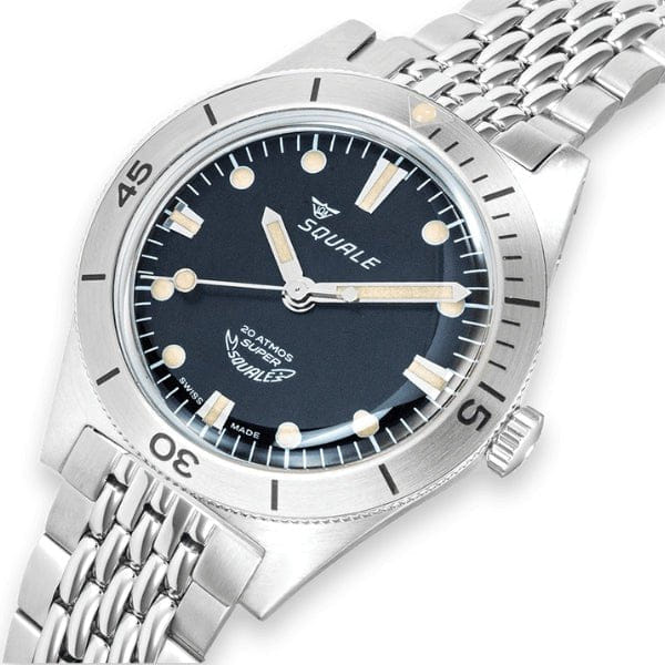 Squale Super-Squale Arabic Numerals on Bracelet - SUPERMBKBK.AC