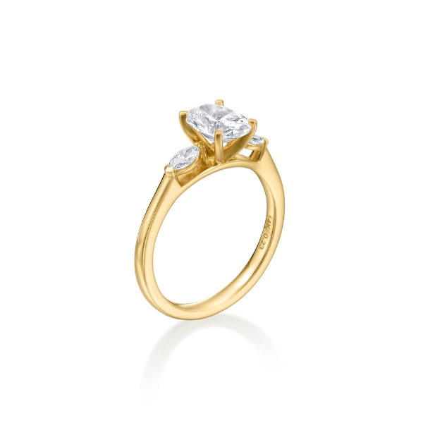 Moyer Collection 18K Yellow Gold Oval Diamond Three-Stone Engagement Ring - 405369