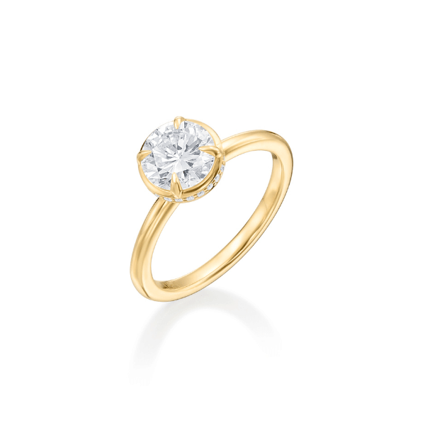 Moyer Collection 18K Yellow Gold 1.40ct Diamond Bezel Set Complete Engagement Ring - 011305