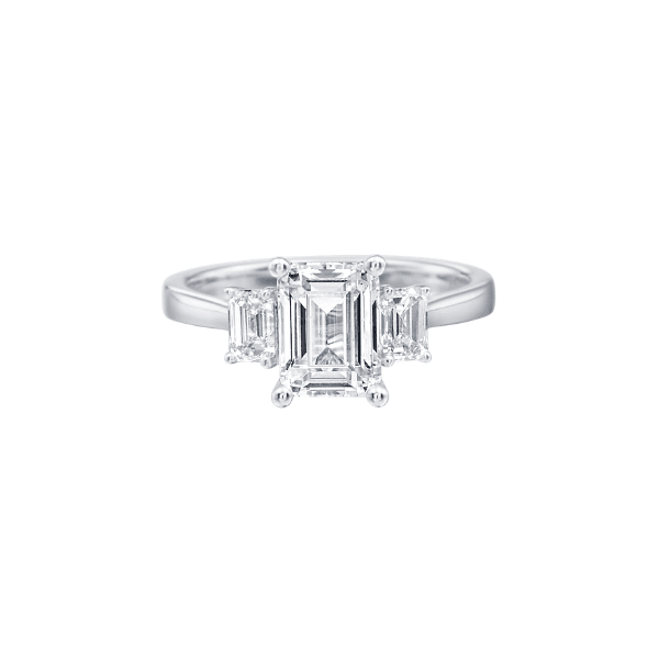 Moyer Collection 14K White Gold Emerald Cut Diamond Three-Stone Engagement Ring - 405768