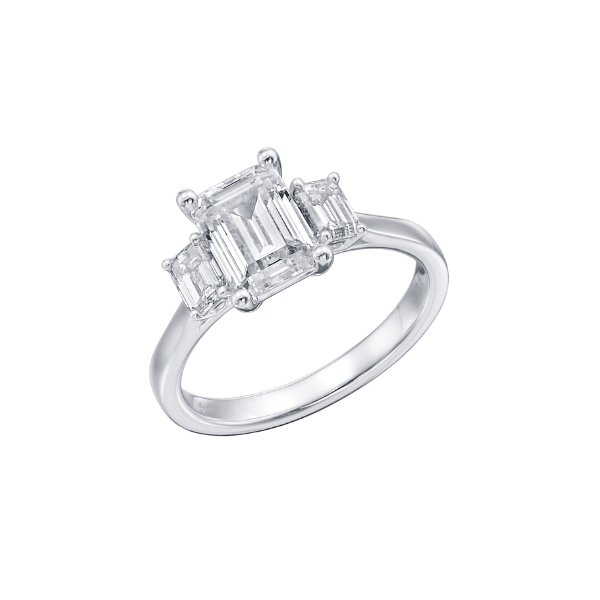 Moyer Collection 14K White Gold Emerald Cut Diamond Three-Stone Engagement Ring - 405768