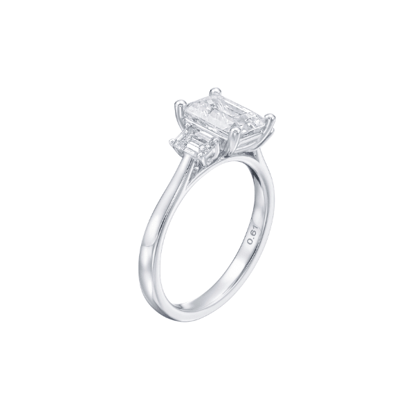 Moyer Collection 14K White Gold Emerald Cut Diamond Three-Stone Engagement Ring - 405768