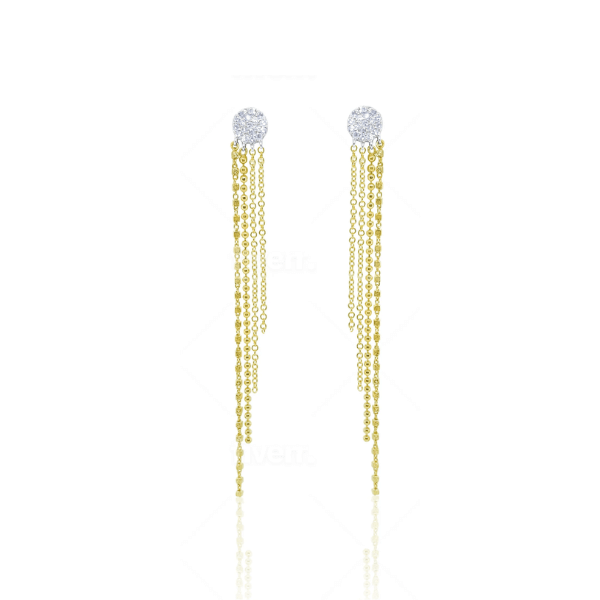 Moyer Collection 14K Two-Tone 0.19ctw Diamond Pave Circle Fringe Drop Earrings - 155831
