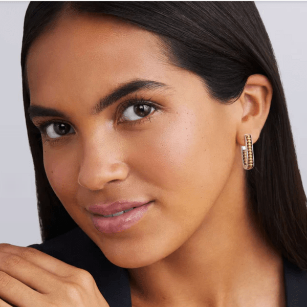 Lagos Signature Caviar Two-Tone Linear Hoop Earrings - 01-82193-00