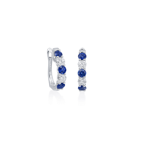 Moyer Collection 14K White Gold Sapphire & Diamond Hoop Earrings - 162084