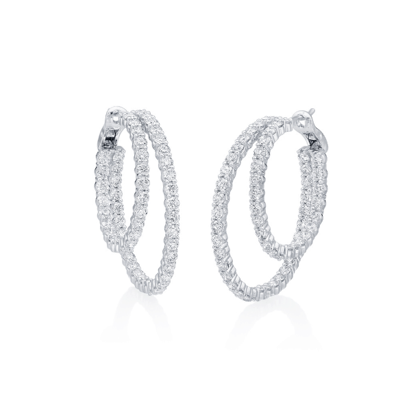 Moyer Collection 14K White Gold 6.72ctw Diamond Double Hoop Earrings - 155296