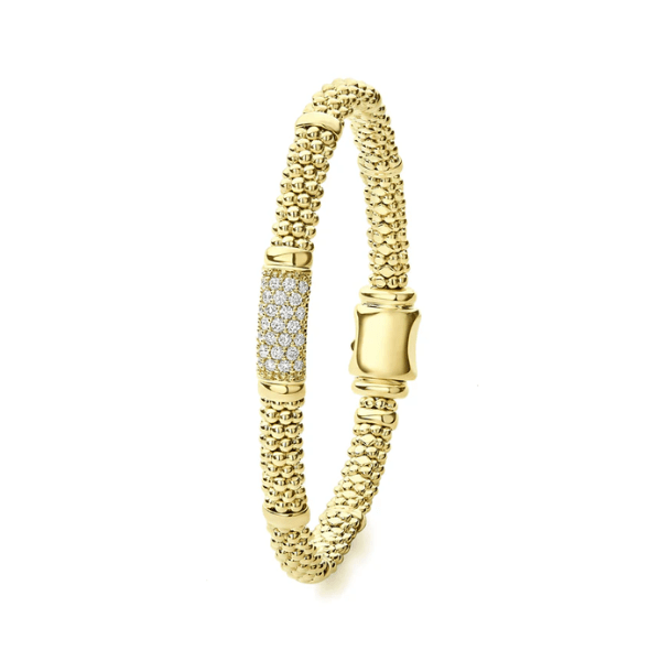 Lagos 18K Gold Diamond 9mm Bracelet - 05-10330-DDM
