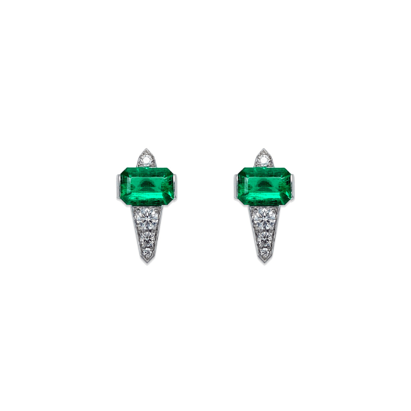 Bayco Platinum Colombian Emerald & Diamond Earrings - AMG3912O