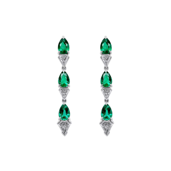 Bayco Platinum Zambian Emerald & Diamond Earrings - AMG5075O