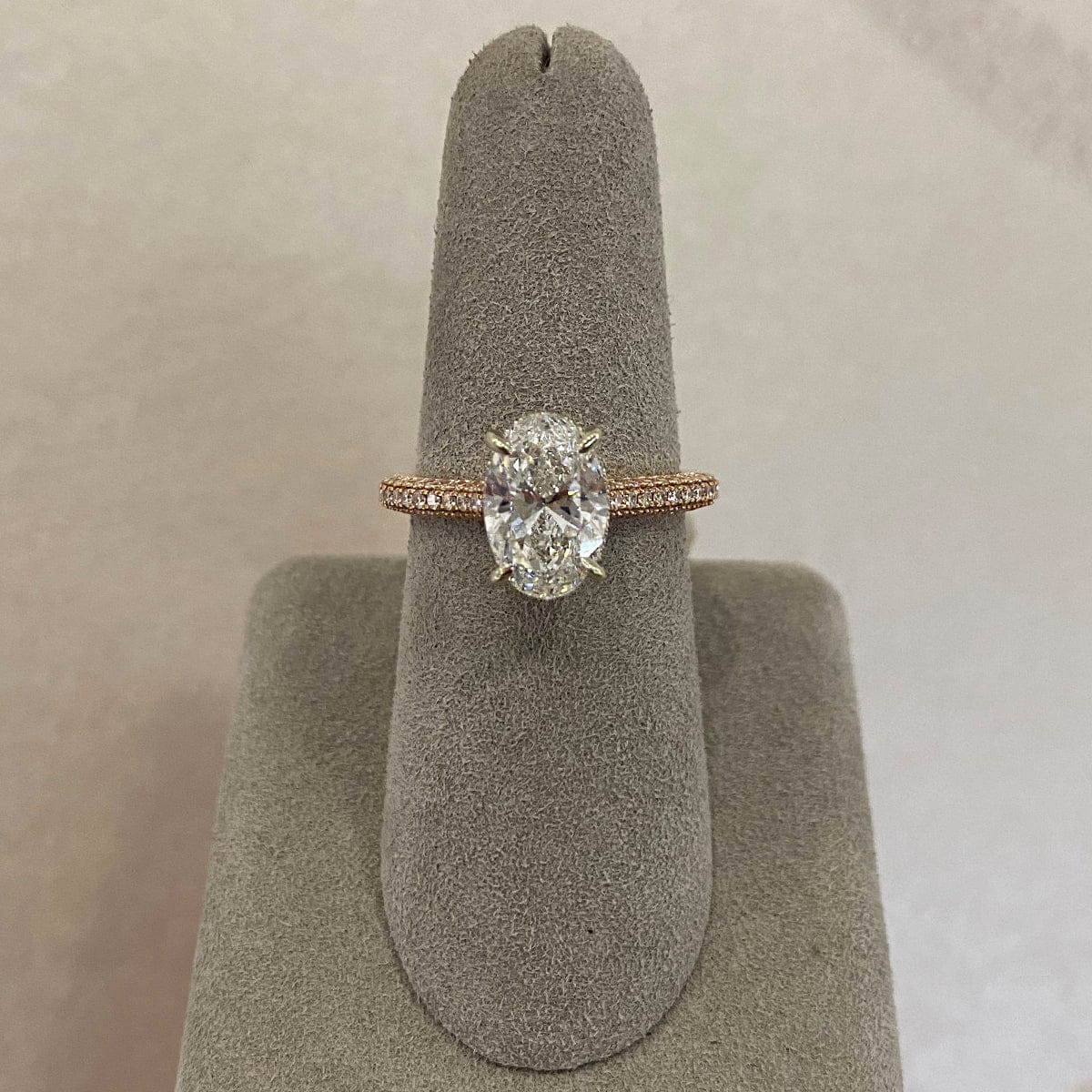 Moyer Collection 14K Rose Gold 2.01ct Oval Diamond 3-Sided Complete Engagement Ring - 398236