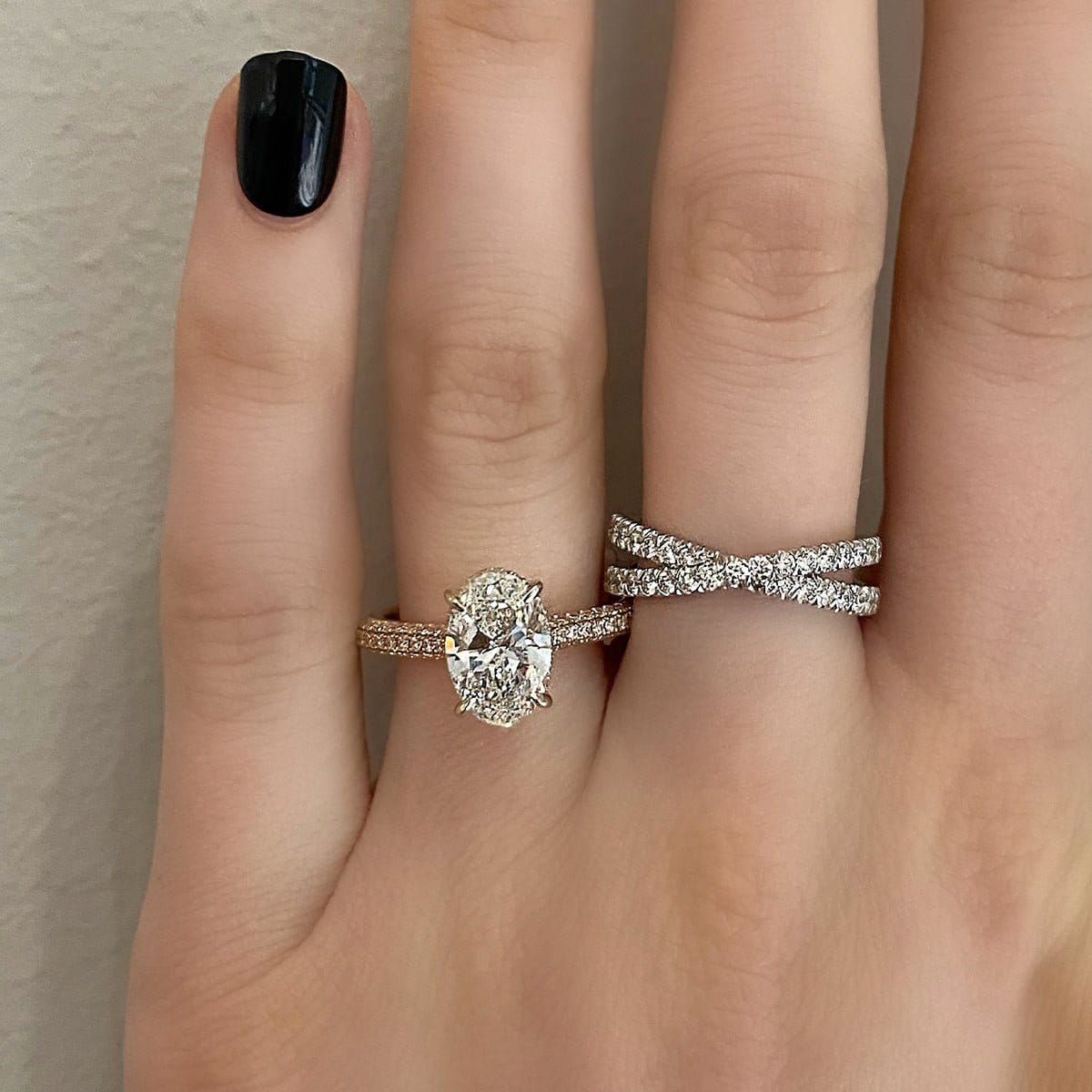 Moyer Collection 14K Rose Gold 2.01ct Oval Diamond 3-Sided Complete Engagement Ring - 398236