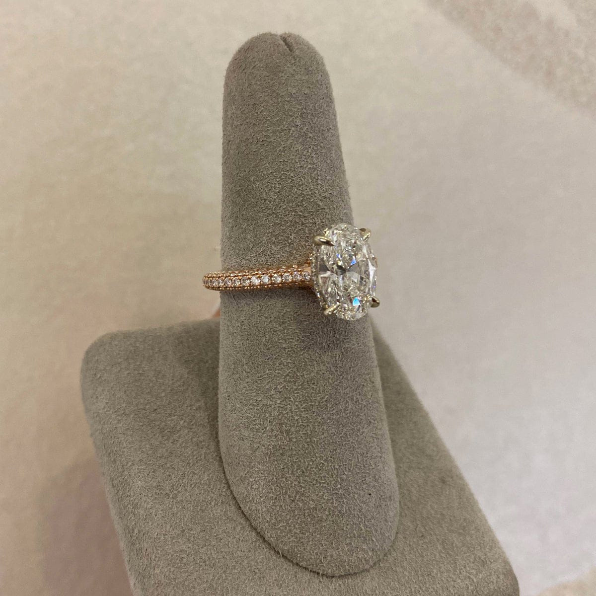 Moyer Collection 14K Rose Gold 2.01ct Oval Diamond 3-Sided Complete Engagement Ring - 398236