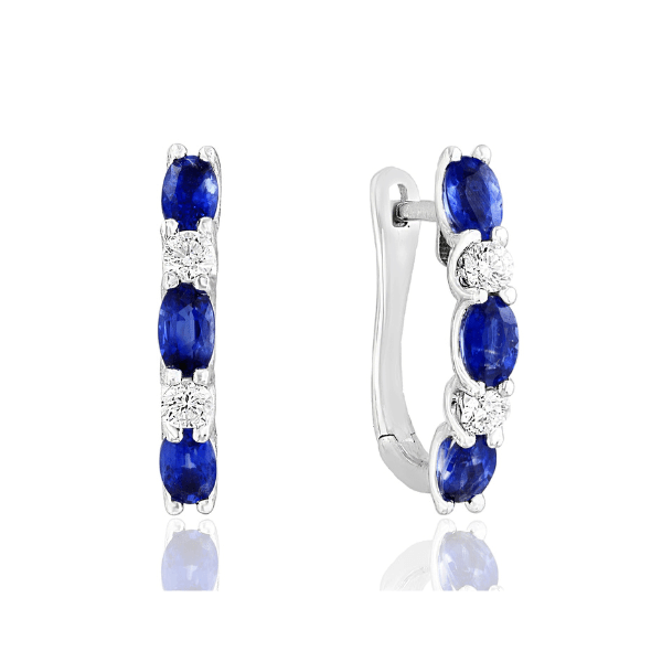 Moyer Collection 14K White Gold Sapphire & Diamond Hoop Earrings - E415-WGS
