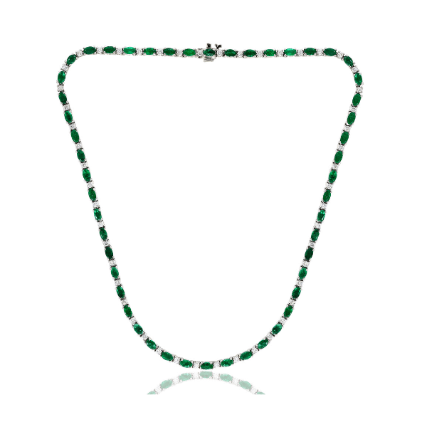 Moyer Collection 14KW Gold Emerald & Diamond Necklace - N5692-WGSE