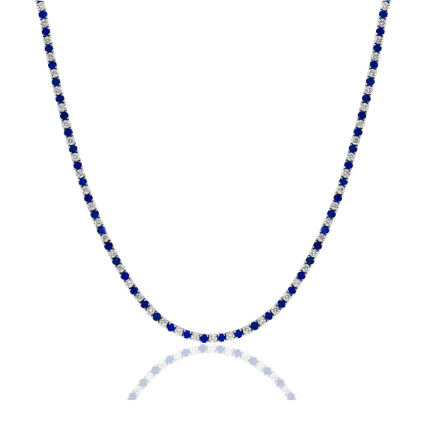 Moyer Collection 14KW Gold Sapphire & Diamond Tennis Necklace - N5050-8WGS
