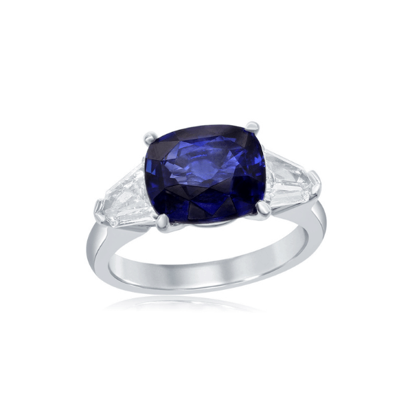 Moyer Collection Platinum Cushion Cut Sapphire & Diamond Ring - R6040-S168