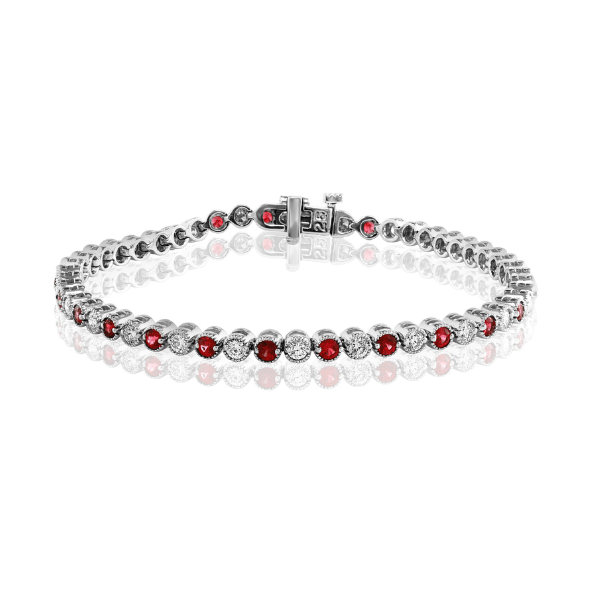 Moyer Collection 14KW Gold 1.76ctw Ruby & 1.75ctw Diamond Tennis Bracelet - BR7151-3WGR