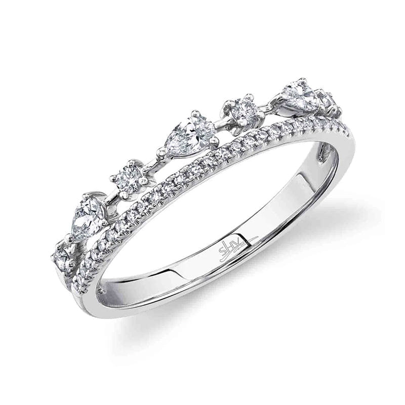 Shy Creation 14K White Gold 0.37ctw Diamond Double Row Ring- SC55021925