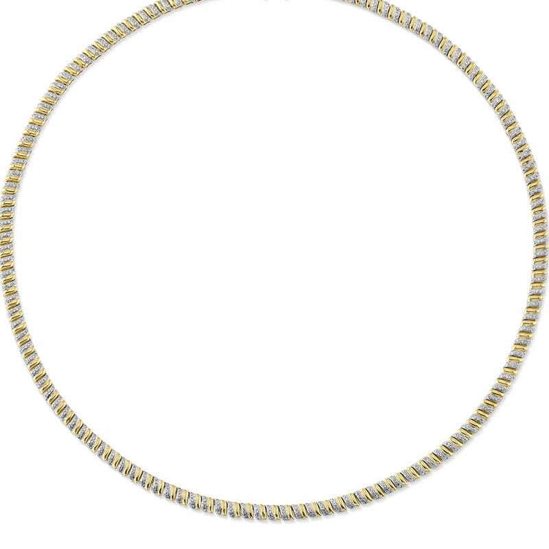 Shy Creation 14K Yellow Gold 1.41ctw Diamond & Gold Station Collar Necklace - SC55025330RDZ17
