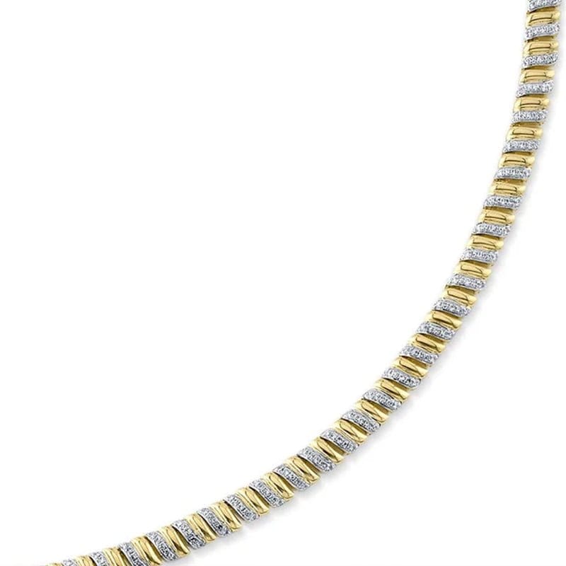 Shy Creation 14K Yellow Gold 1.41ctw Diamond & Gold Station Collar Necklace - SC55025330RDZ17