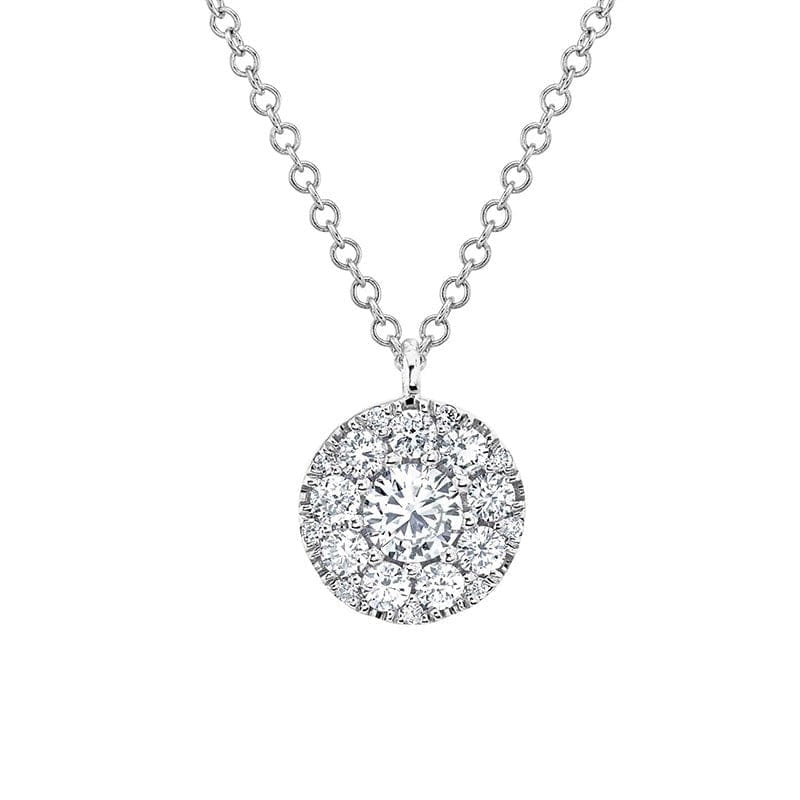 Shy Creation 14K White Gold 0.50ctw Diamond Cluster Necklace - SC22008044