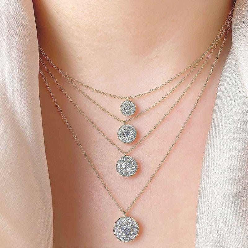 Shy Creation 14K White Gold 0.50ctw Diamond Cluster Necklace - SC22008044