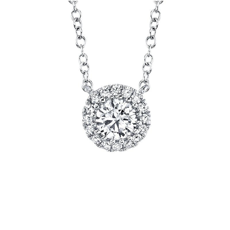 Shy Creation 14K White Gold 0.25ctw Diamond Halo Necklace - SC55005792