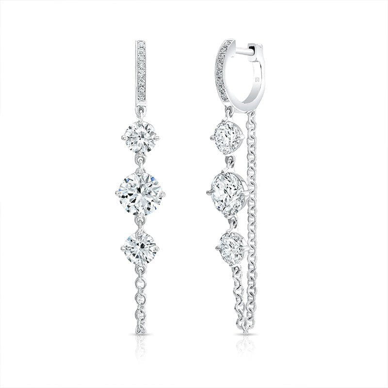 Rahaminov 18K White Gold 3.76ctw Huggie Chain Earrings - EAR-6034