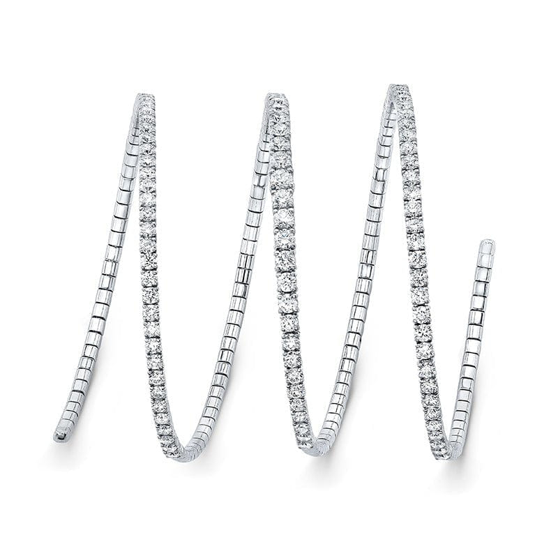 Rahaminov 18K White Gold 5.53ctw Diamond 3 Row Coil Bracelet - BR-2591