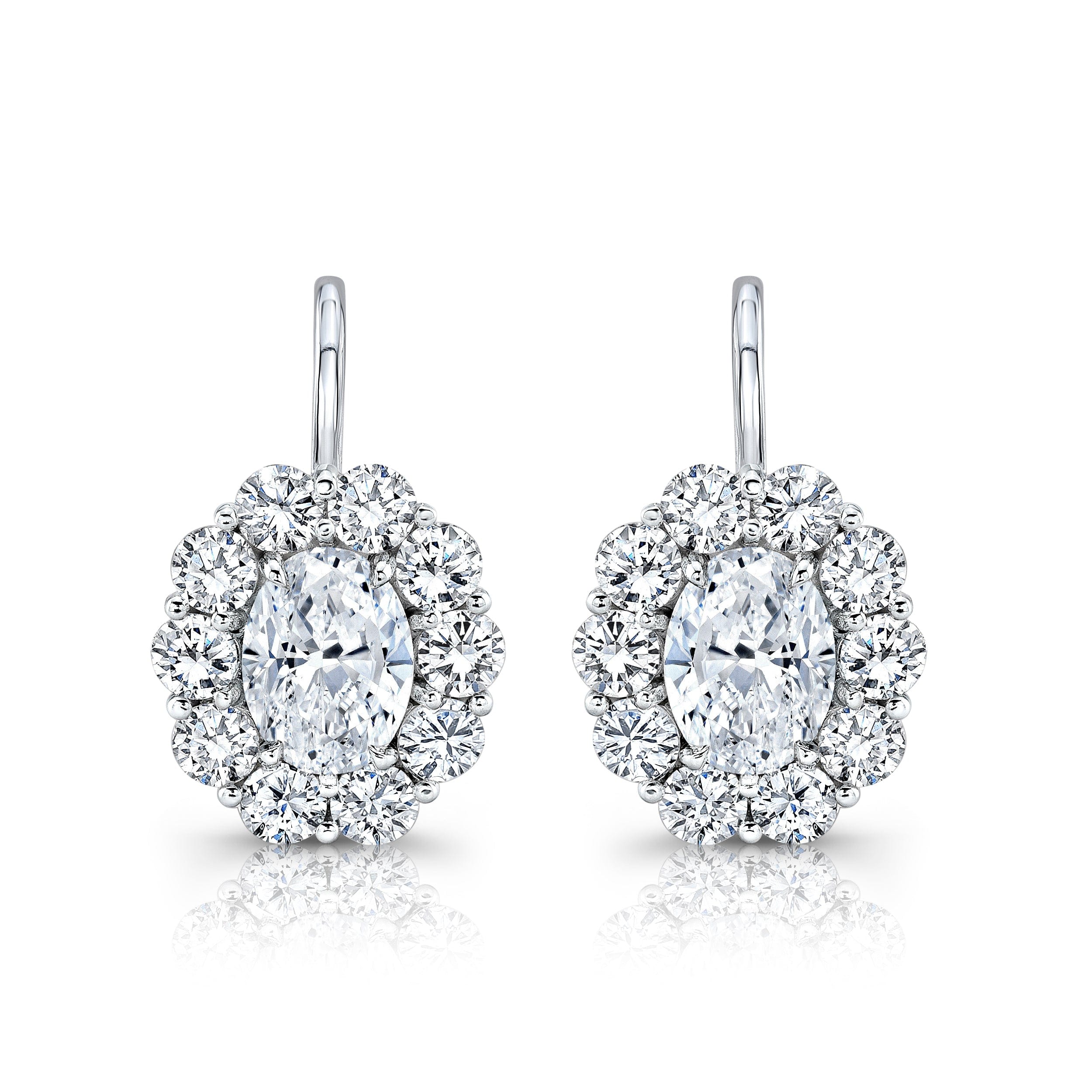 Rahaminov 18K White Gold 1.42ctw Oval Diamond Drop Earrings - EAR-5708