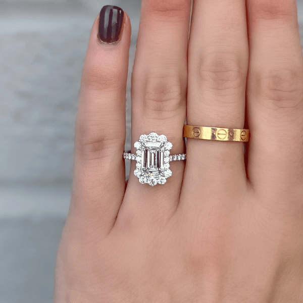 Moyer Collection Rahaminov 18K White Gold 2.09ct Emerald Cut Complete Engagement Ring - 030409