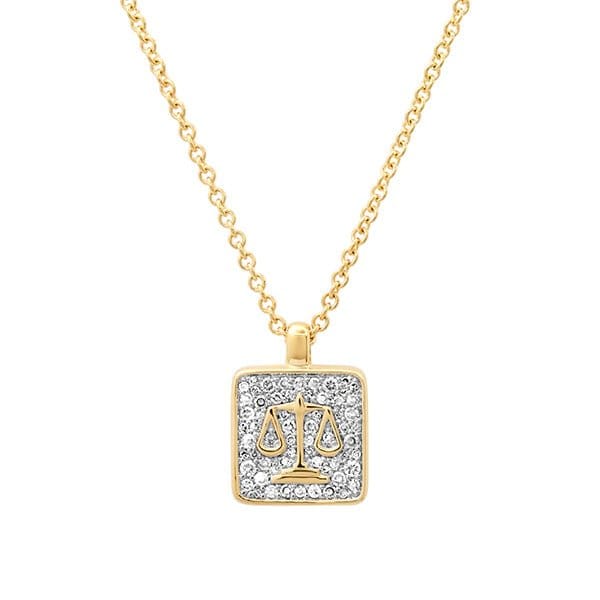 Eriness 14K Yellow Gold Libra Diamond Necklace - SBN114-YG-WD