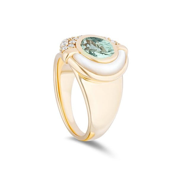 Mason & Books 14K Yellow Gold Mint Tourmaline, Pearl & Diamond Sugar & Spice Ring - SSCR01