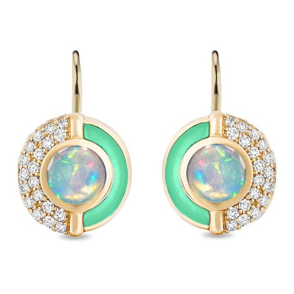 Mason & Books 14K Yellow Gold Ethiopian Opal and Mint Earrings - SSE014