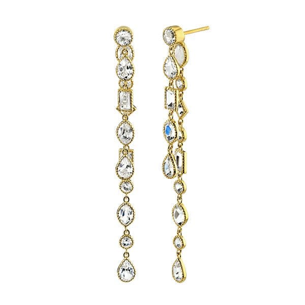 Sloane Street 18k Yellow Gold White Topaz Mixed Shape Double Drop Earrings - SS-E011K-WT-Y