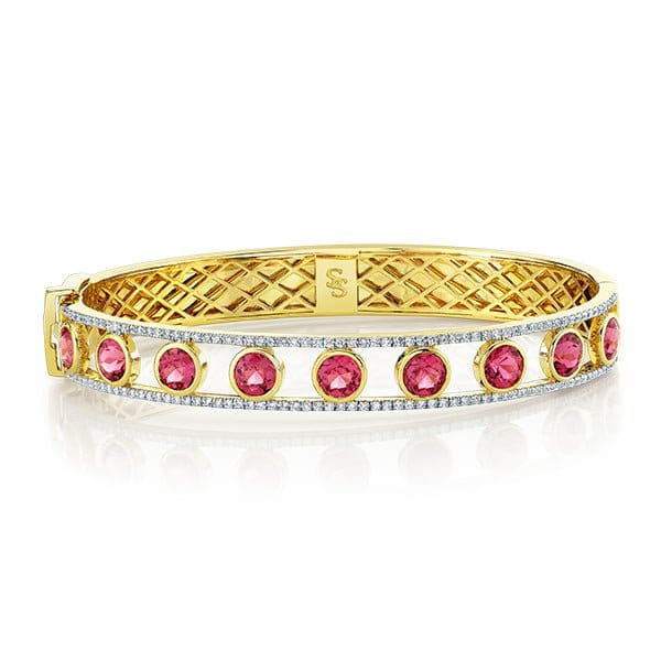 Sloane Street 18k Yellow Gold Pink Tourmaline Bracelet with White Diamonds - SS-B042T-PT-WDCB-Y
