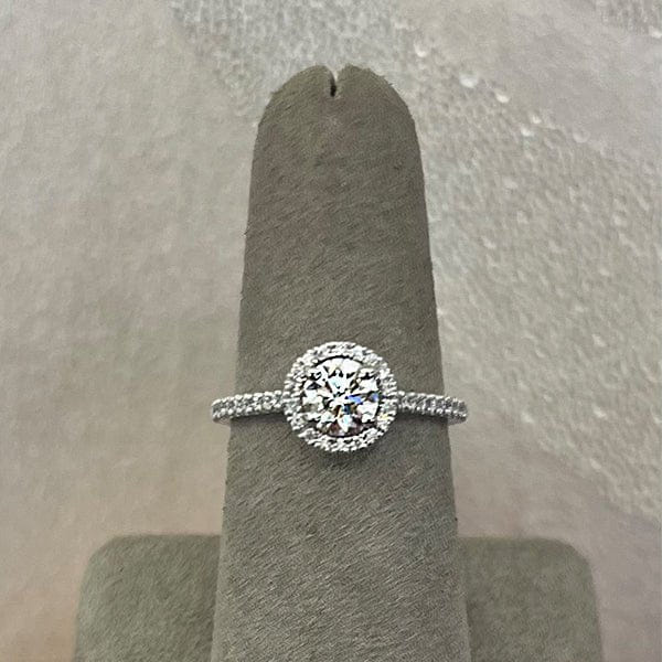 Moyer Collection 14K White Gold 0.70ct Round Brilliant Diamond Halo Complete Engagement Ring - 011266