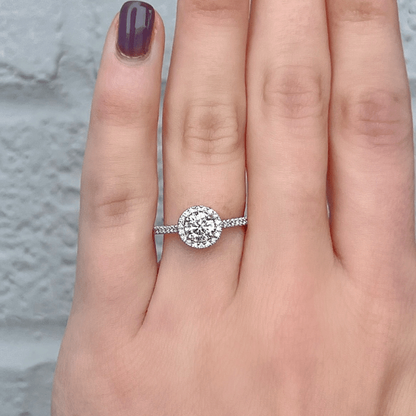 Moyer Collection 14K White Gold 0.70ct Round Brilliant Diamond Halo Complete Engagement Ring - 011266