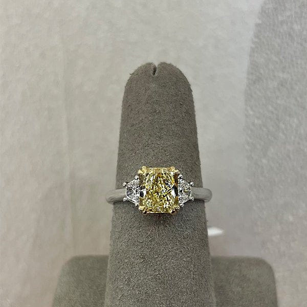 Moyer Collection Platinum/18KY Gold 2.02ct Light Yellow Radiant Diamond Three-Stone Complete Engagement Ring - 020573