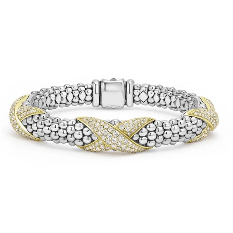 Lagos Embrace Three Station Diamond X Caviar Bracelet 9mm - 05-81527-DD7