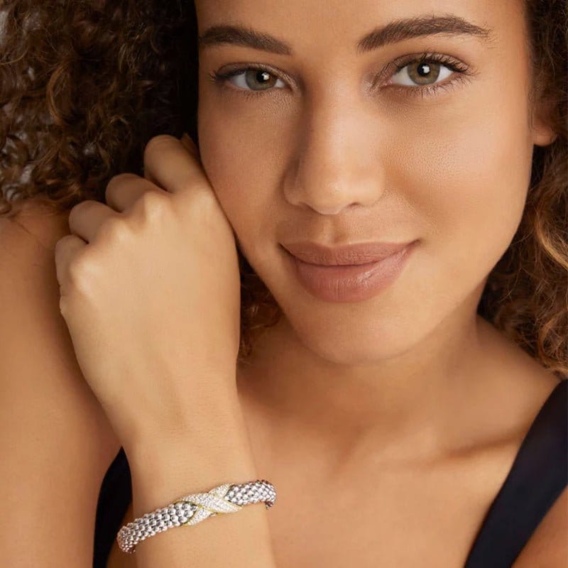 Lagos Embrace Two-Tone Diamond Caviar Bracelet 9mm - 05-81526-DD7