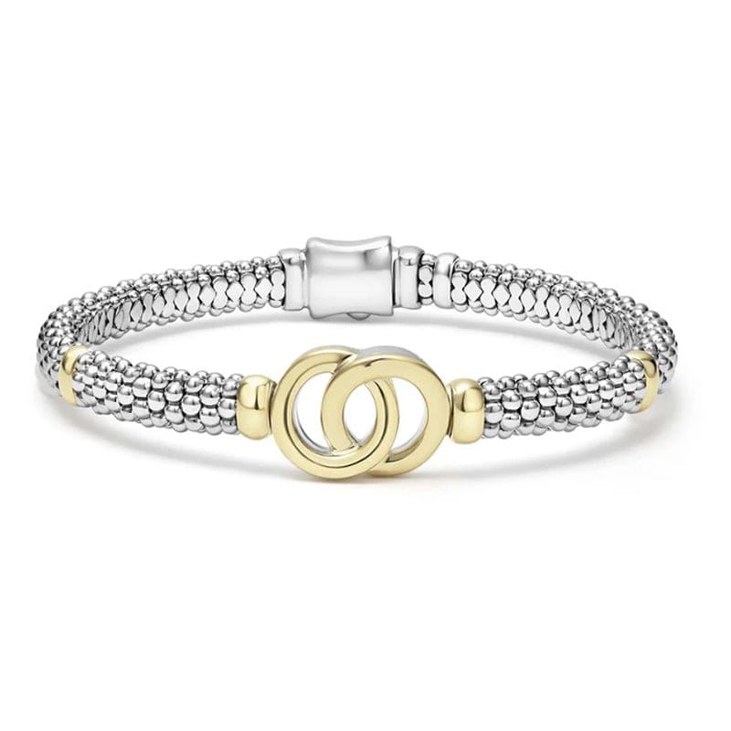 Lagos Signature Caviar Two-Tone Interlocking Caviar Bracelet 6mm - 05-81477-7