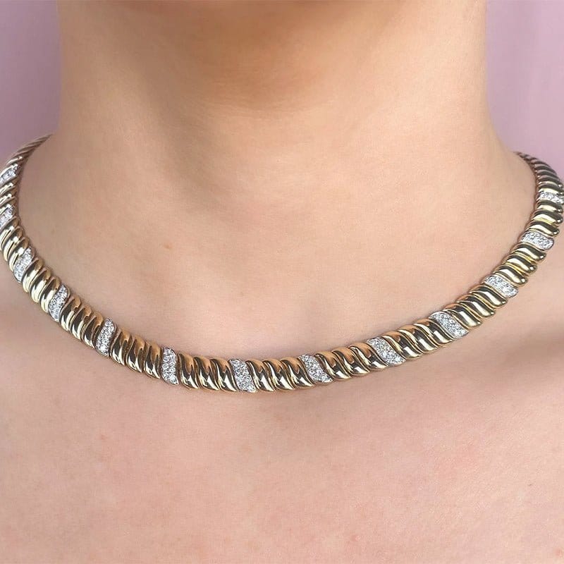 Moyer Collection 14k Yellow Gold 1.77ctw Diamond Bold Riviera Necklace- MFJ177YG