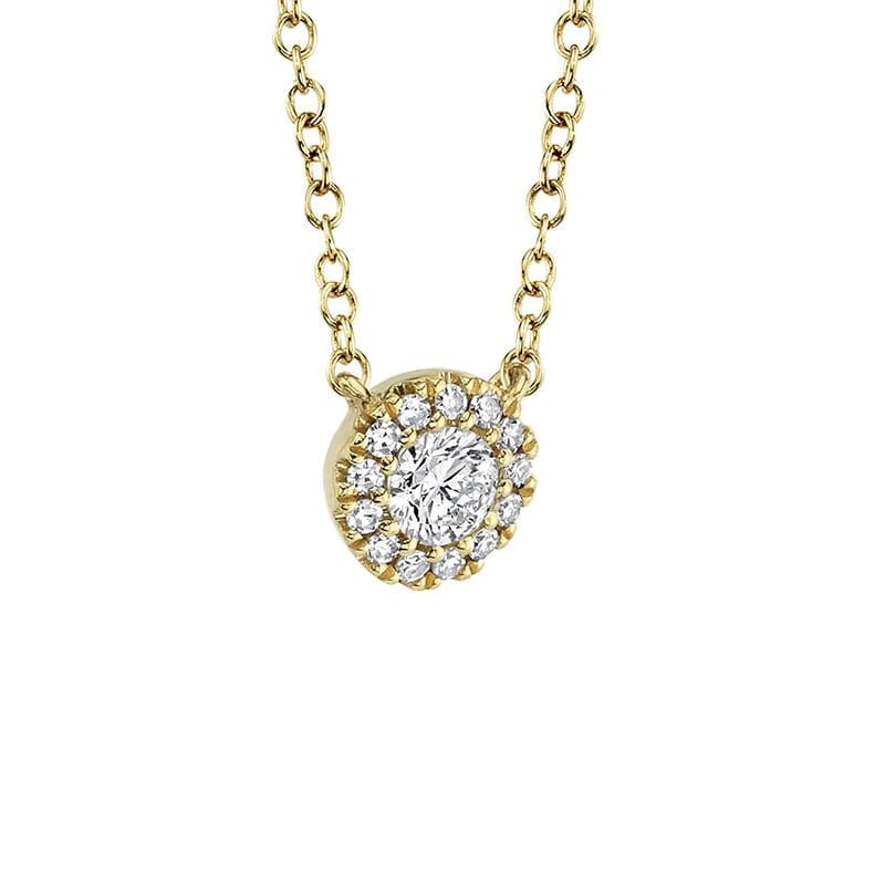 Shy Creation 14k Yellow Gold 0.14ctw Diamond Halo Pendant Necklace - SC55002696