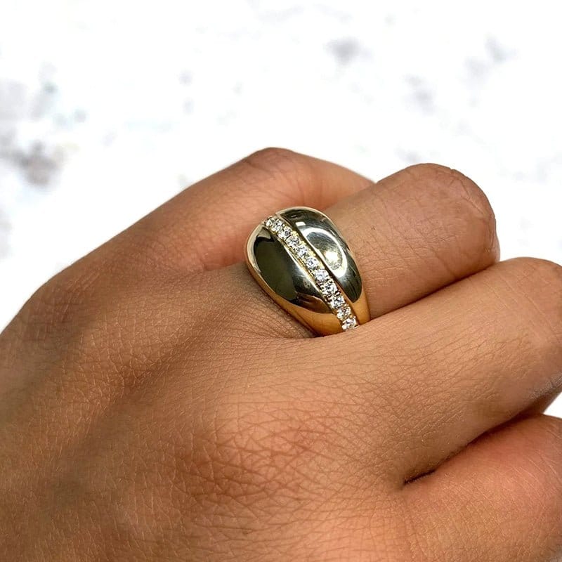 Shy Creation 14K Yellow Gold 0.43ctw Diamond Wide Ring - SC22009076